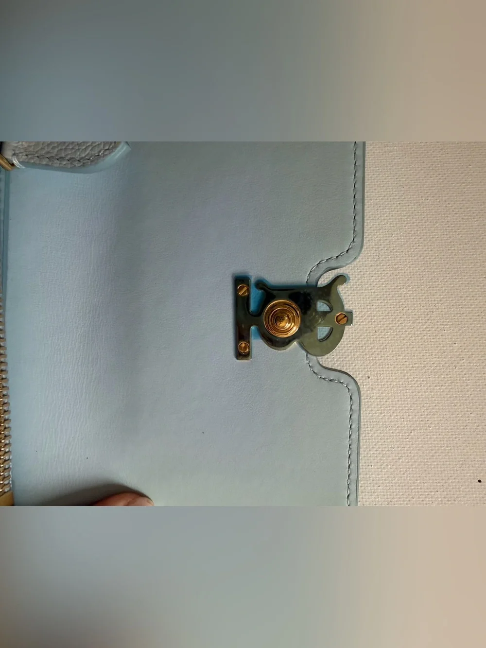 Burberry Pale Blue TB Monogram Folding Leather Wallet NWOT